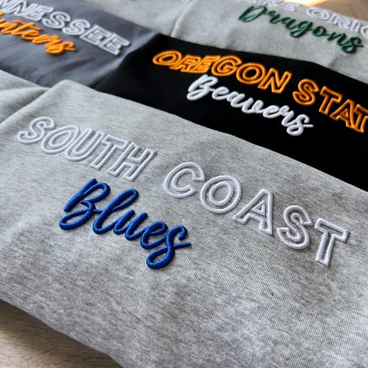 Custom South Coast Blues PUFF Embroidery Sweatshirt,College Team Sweatshirt