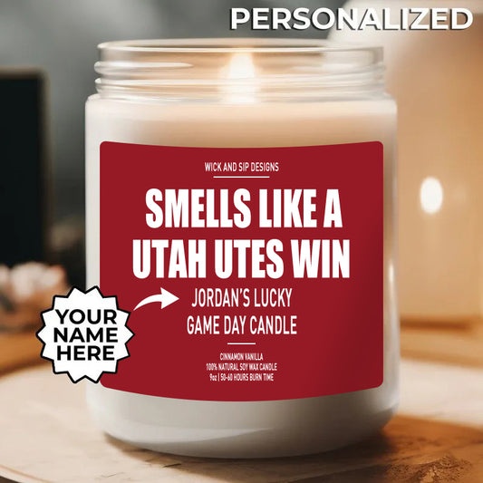 Personalized Smells Like A Utah Utes Win Candle, Custom Utah Utes Candle, Lucky Candle