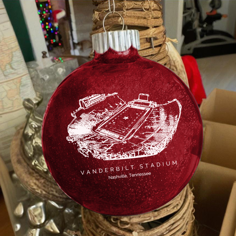 Personalized Vanderbilt Stadium - Vanderbilt Commodores football Christmas Glitter Ornament Ball, Xmas Football Stadium Ball