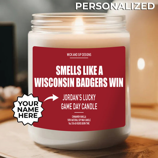 Personalized Smells Like A Wisconsin Badgers Win Candle, Custom Wisconsin Badgers Candle, Lucky Candle