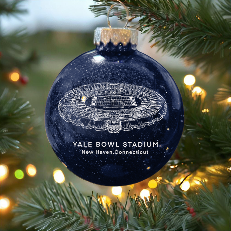 Personalized Yale Bowl - Yale Bulldogs football Christmas Glitter Ornament Ball, Xmas Football Stadium Ball