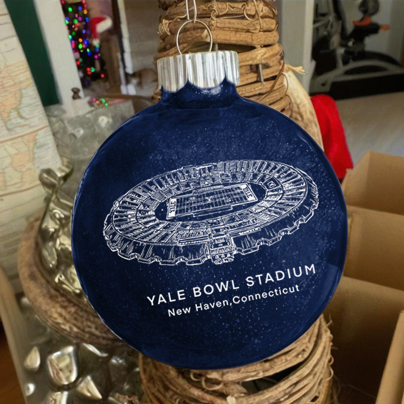 Personalized Yale Bowl - Yale Bulldogs football Christmas Glitter Ornament Ball, Xmas Football Stadium Ball