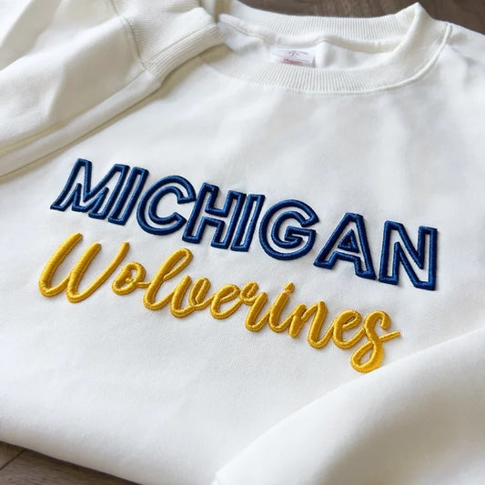 Custom Michigan PUFF Embroidery Sweatshirt,College Team Sweatshirt