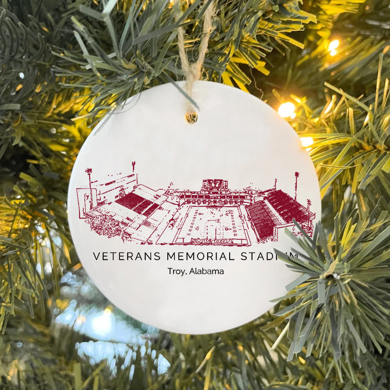 Veterans Memorial Stadium - Troy Trojans football,College Football Ceramic Christmas Ornament