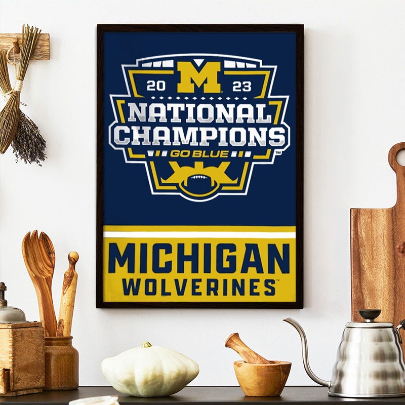 Michigan Team University Wolverines 2023 Football Playoff National Champions Man Cave, College Football Frame