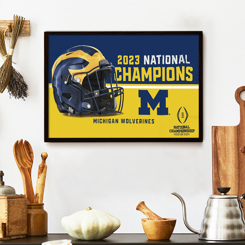 Michigan Team University Wolverines 2023 Football Playoff National Champions Man Cave, College Football Frame