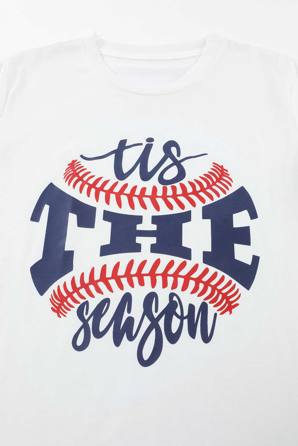 TIS THE SEASON BASEBALL LETTER ROUND NECK CASUAL T-SHIRTS