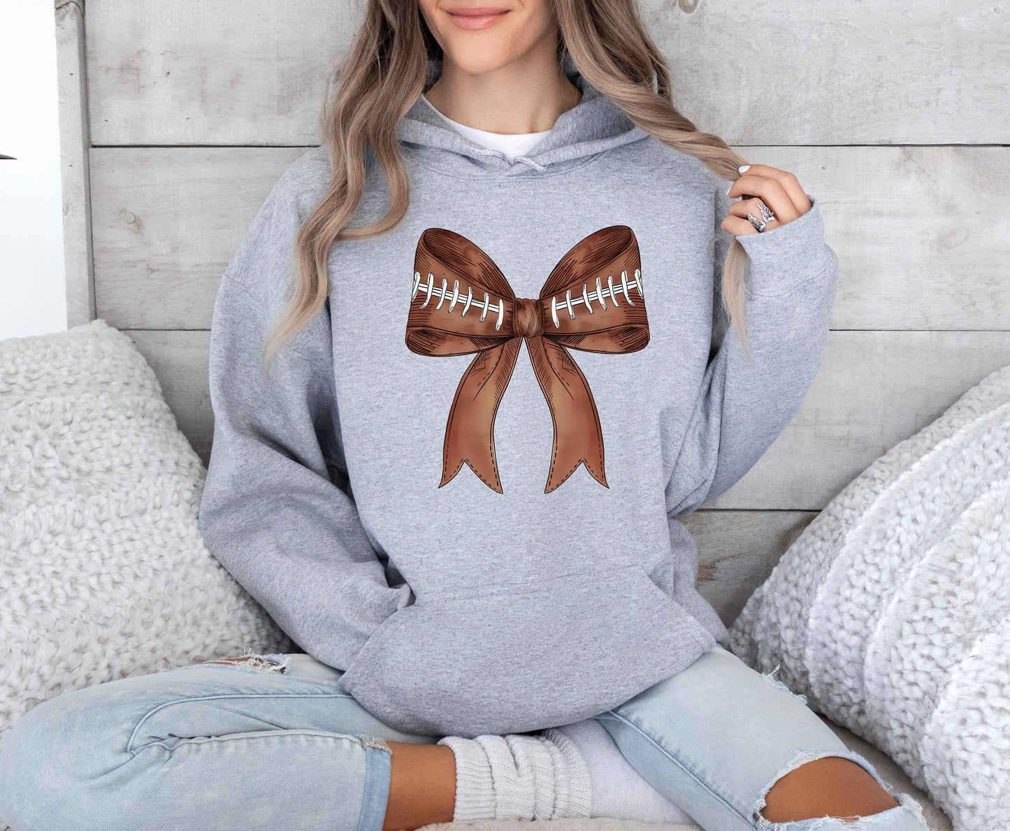 Football Bow Tee/Sweatshirt/Hoodie, Gift For Sports Lover