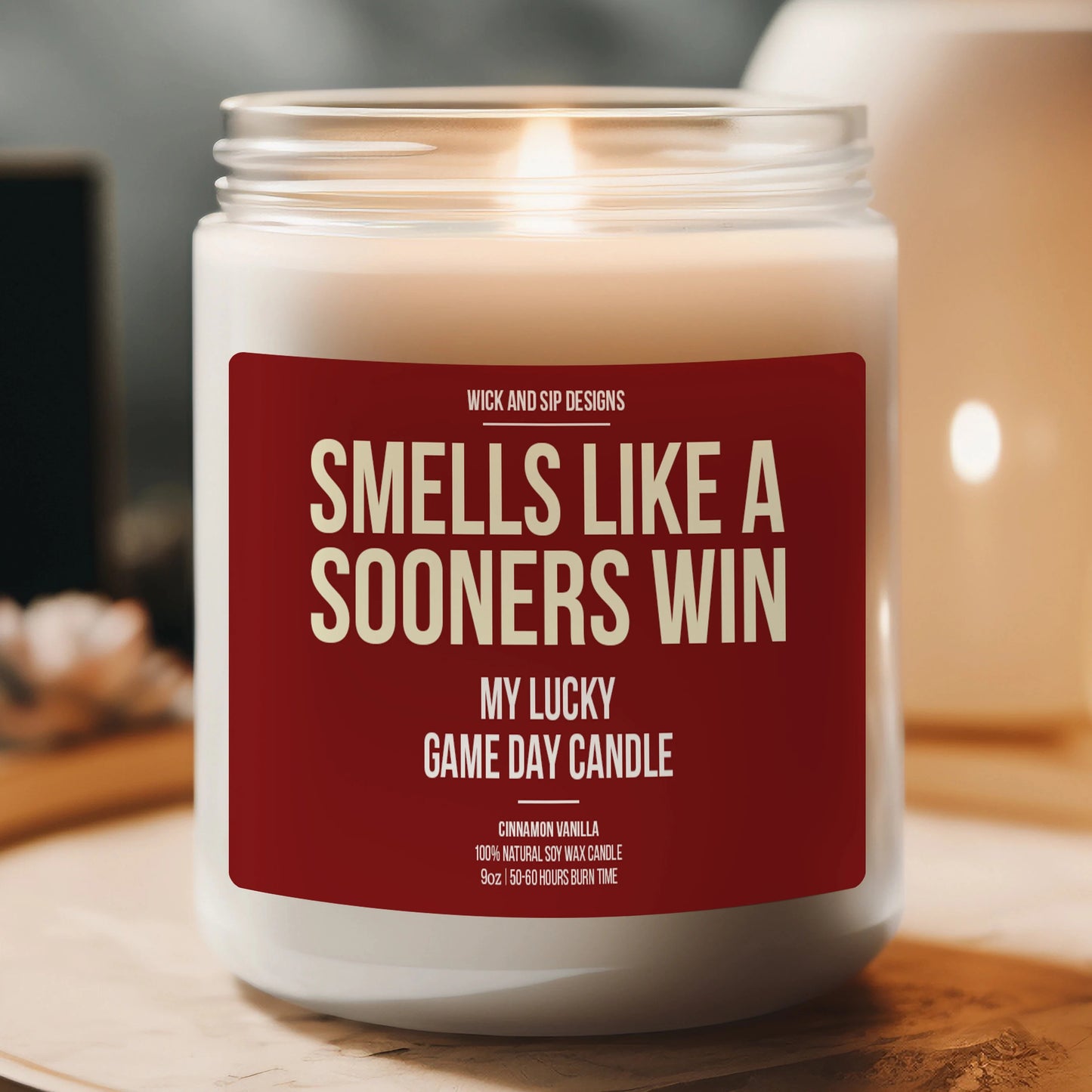 Personalized Smells like A Sooners Win Candle, Custom Oklahoma Candle, Gift for Sooners Fan, Lucky Game Day Candle for Oklahoma Man Cave