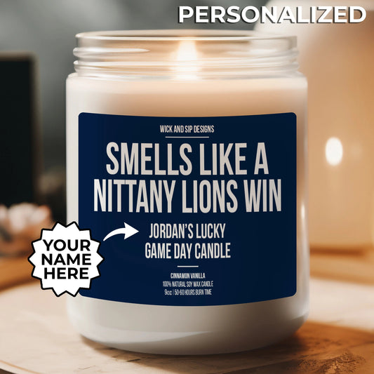 Personalized Smells like A Nittany Lions Win Candle, Custom Penn State gift, Lucky Game Day Candle, Nittany Lions Fan, Man Cave Decoration