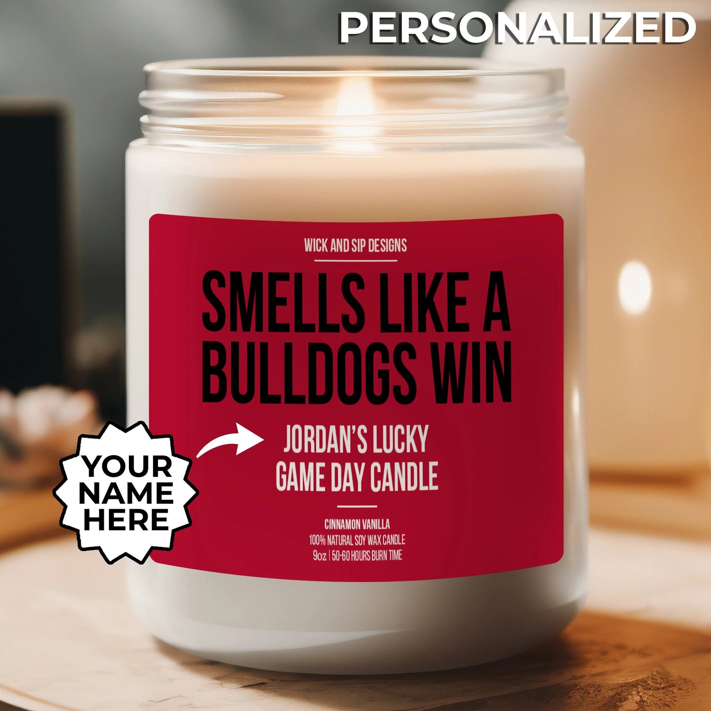 Personalized Smells like A Bulldogs Win Candle, Custom Georgia Candle, Gift for Georgia Fan, Lucky Candle, Gift for Bulldogs Fan, Georgia