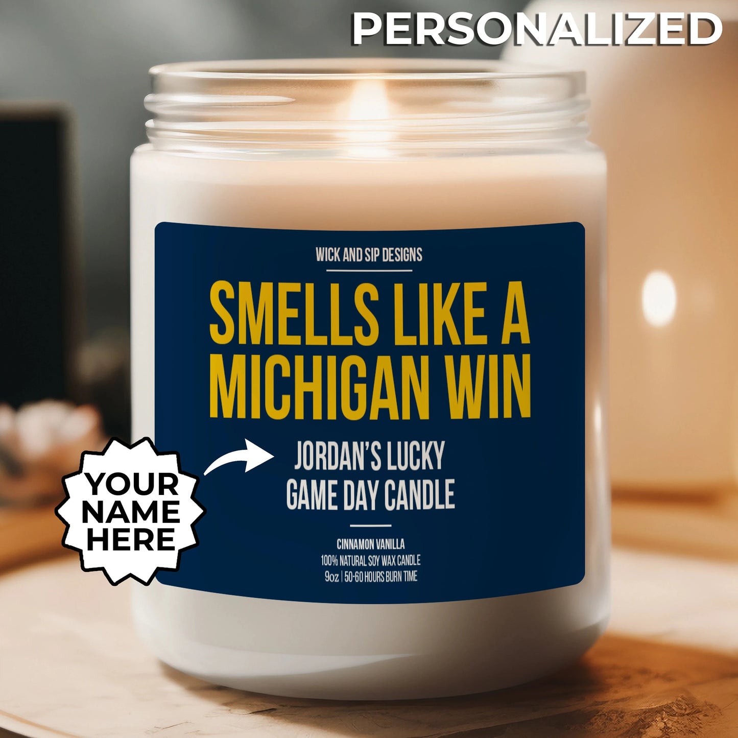 Personalized Smells like A Michigan Win Candle, Wolverines Candle, Gift for Football Fan, Lucky Candle, Gift for Michigan Fan, Man Cave