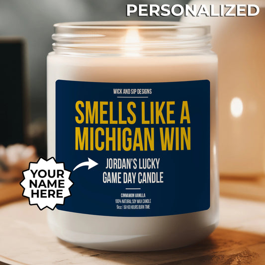 Personalized Smells like A Michigan Win Candle, Wolverines Candle, Gift for Football Fan, Lucky Candle, Gift for Michigan Fan, Man Cave