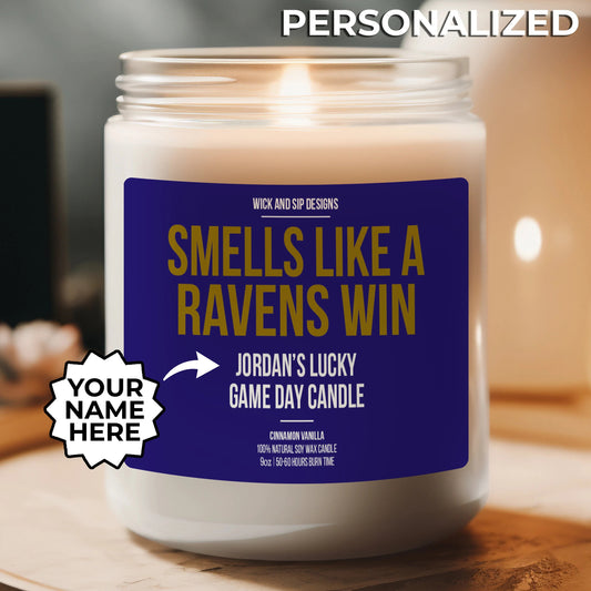 Personalized Smells Like A Ravens Win Candle | Baltimore Ravens Candle | Gift for Ravens Fan | Lucky Game Day Candle | Football Fan Merch