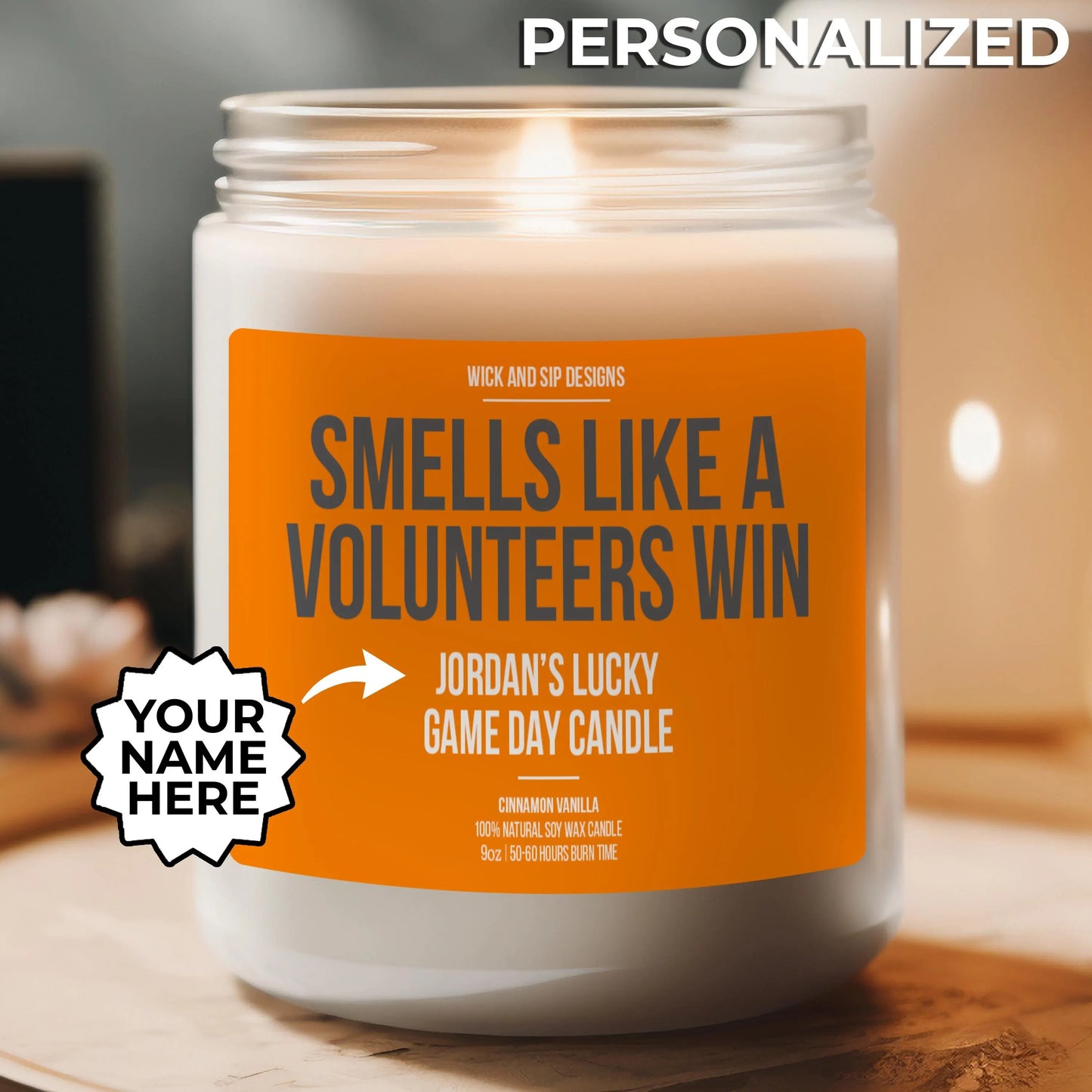 Personalized Smells like A Volunteers Win Candle, Custom Volunteers Candle, Gift for Tennessee basketball or football fan, Man Cave Decor