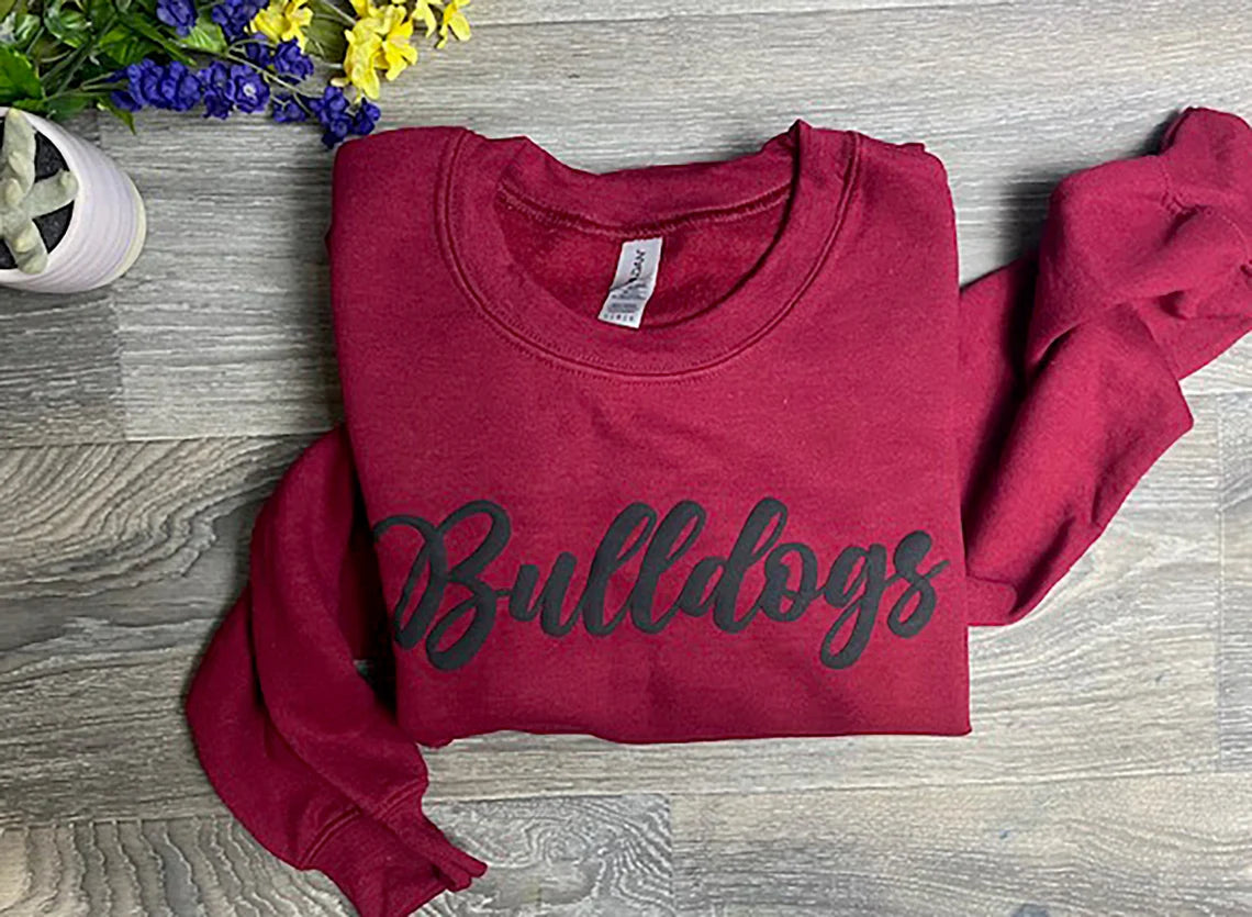 CUSTOM Team Sweatshirt, embossed puff, Custom Team Name Sweatshirt, Mascot, School Spirit, Varsity Team, number on sleeve, team tee shirt