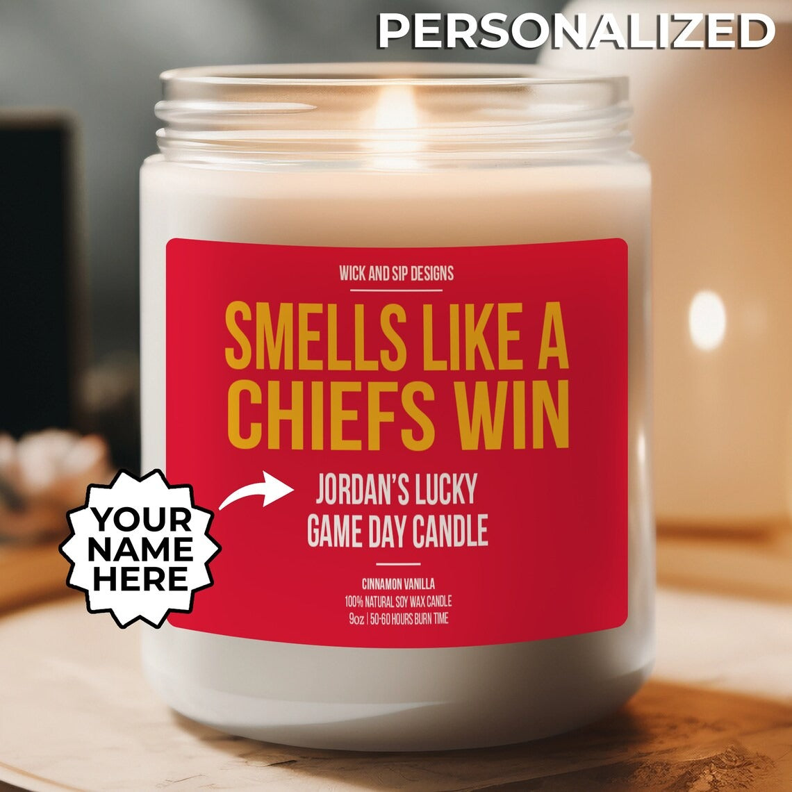 Smells like A Chiefs Win | Kansas City Chiefs My Lucky Game Day Candle | Gift for Football Fan | Gift for KC Chiefs Fan | Man Cave Decor