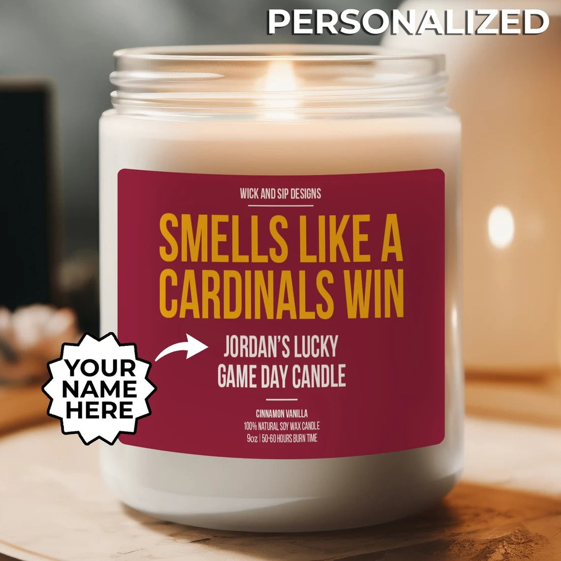 Smells like A Cardinals Win | Arizona Cardinals My Lucky Game Day Candle | Gift for Football Fan | Gift for Cardinals Fan | Man Cave Decor