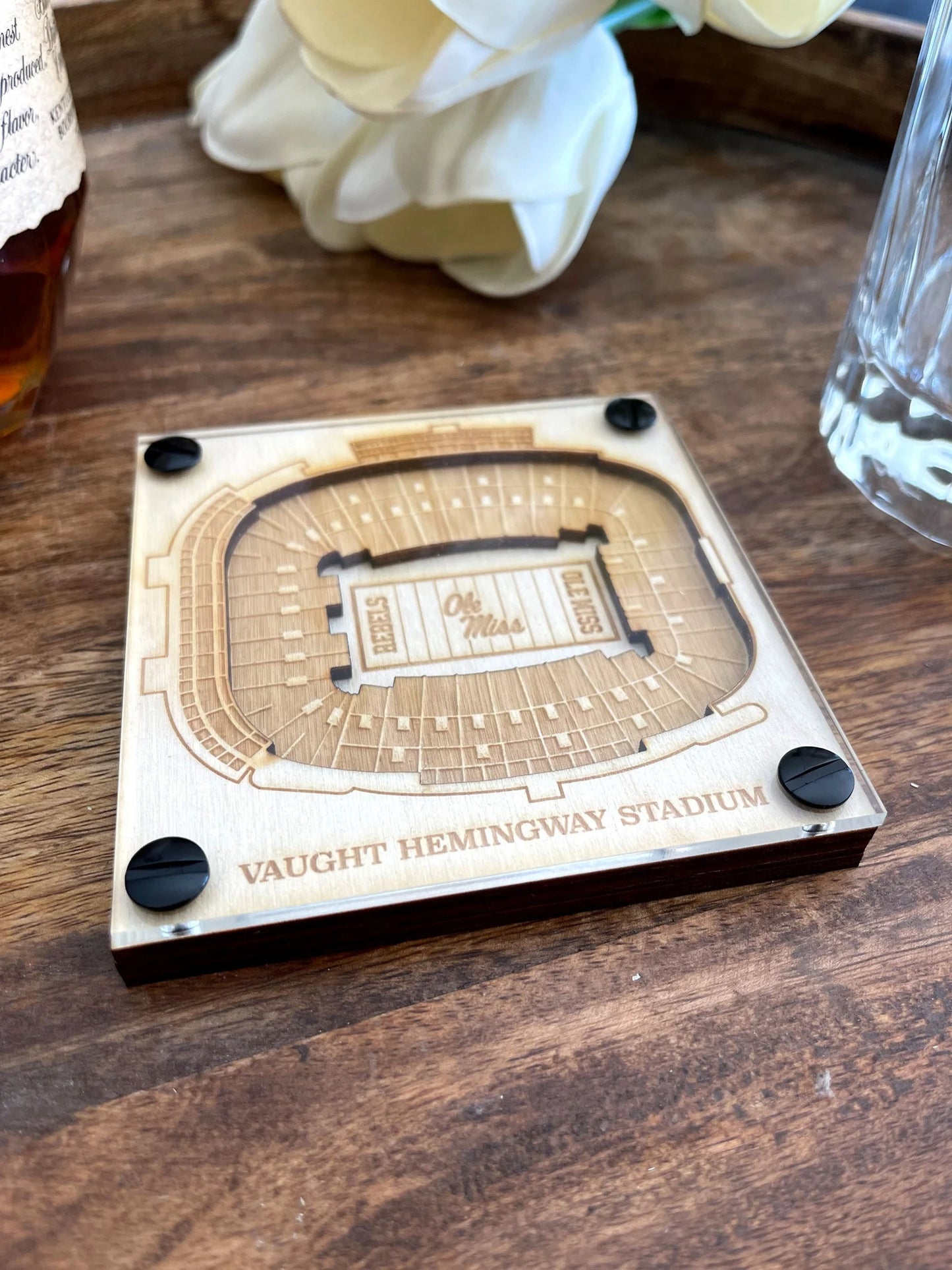 Vaught–Hemingway Stadium Layered Coaster, 3D Wood Coaster, University of Mississippi