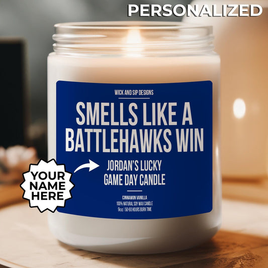 Personalized Smells like A Battlehawks Win Candle, Custom St Louis Battlehawks Gift, United Football League, Game Day Candle, Man Cave