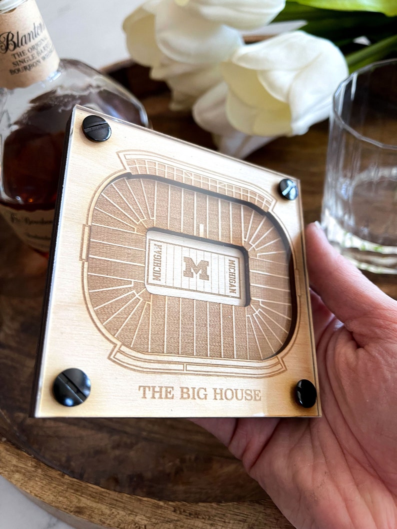 Michigan Stadium Layered Coaster, 3D Wood Coaster, University of Michigan