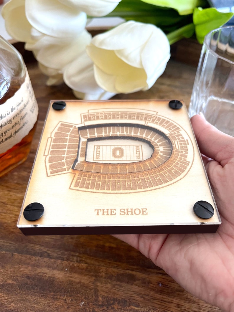 Ohio Stadium Layered Coaster, 3D Wood Coaster, Ohio State University