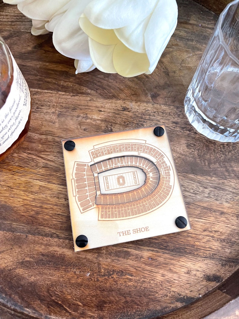 Ohio Stadium Layered Coaster, 3D Wood Coaster, Ohio State University