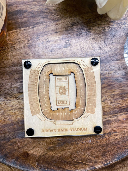 Jordan-Hare Stadium Layered Coaster, 3D Wood Coaster, Auburn University