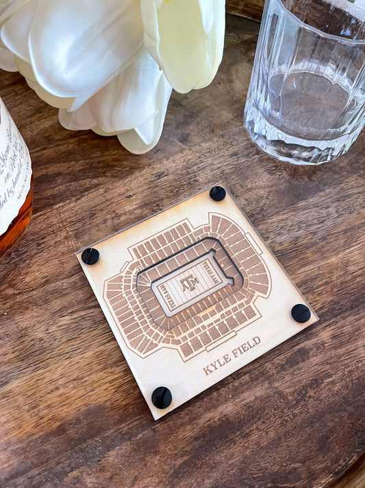 Kyle Field Layered Coaster, 3D Wood Coaster, Texas A&M University