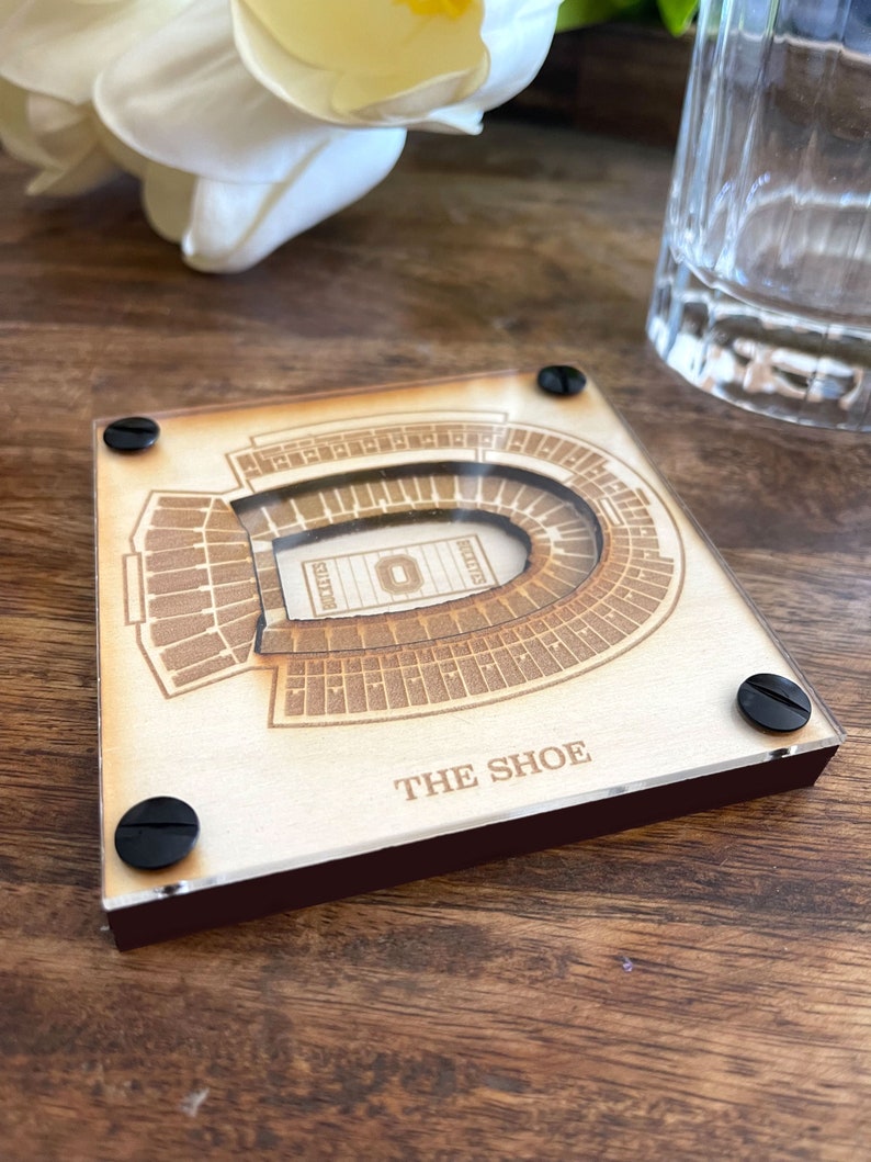 Ohio Stadium Layered Coaster, 3D Wood Coaster, Ohio State University