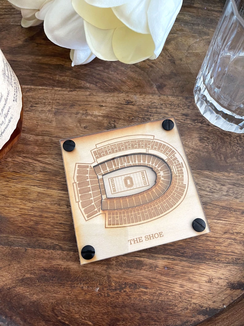 Ohio Stadium Layered Coaster, 3D Wood Coaster, Ohio State University