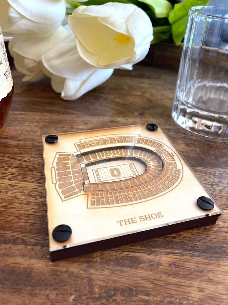 Ohio Stadium Layered Coaster, 3D Wood Coaster, Ohio State University