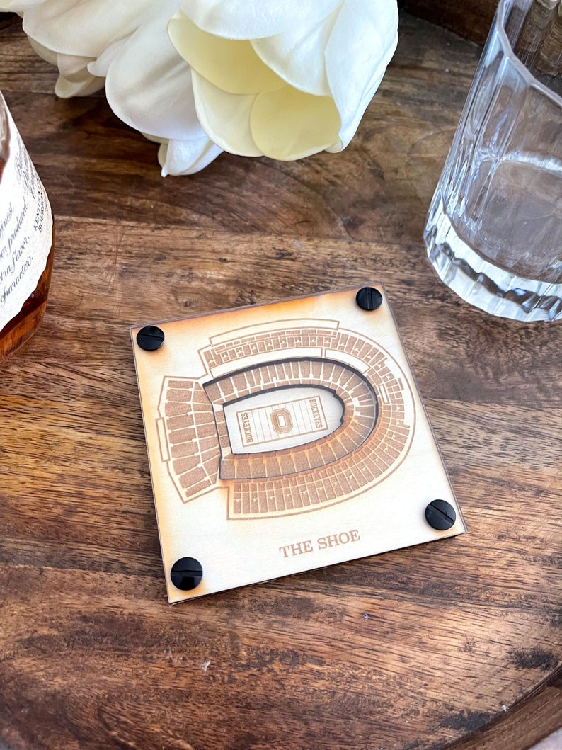 Ohio Stadium Layered Coaster, 3D Wood Coaster, Ohio State University