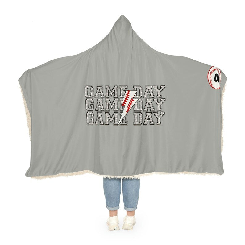 Personalized Game Day Baseball Hooded Blanket, Baseball Snuggle Blanket, Custom Team Number Hooded blanket