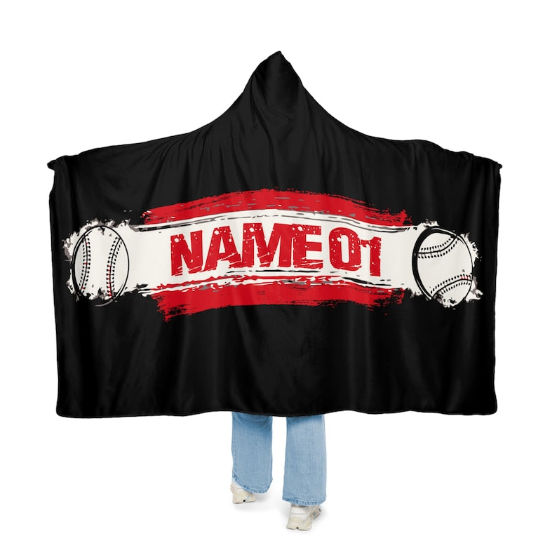 Personalized Baseball Snuggle Blanket, hooded blanket, throw blanket, soft blanket, Custom blanket, gifts