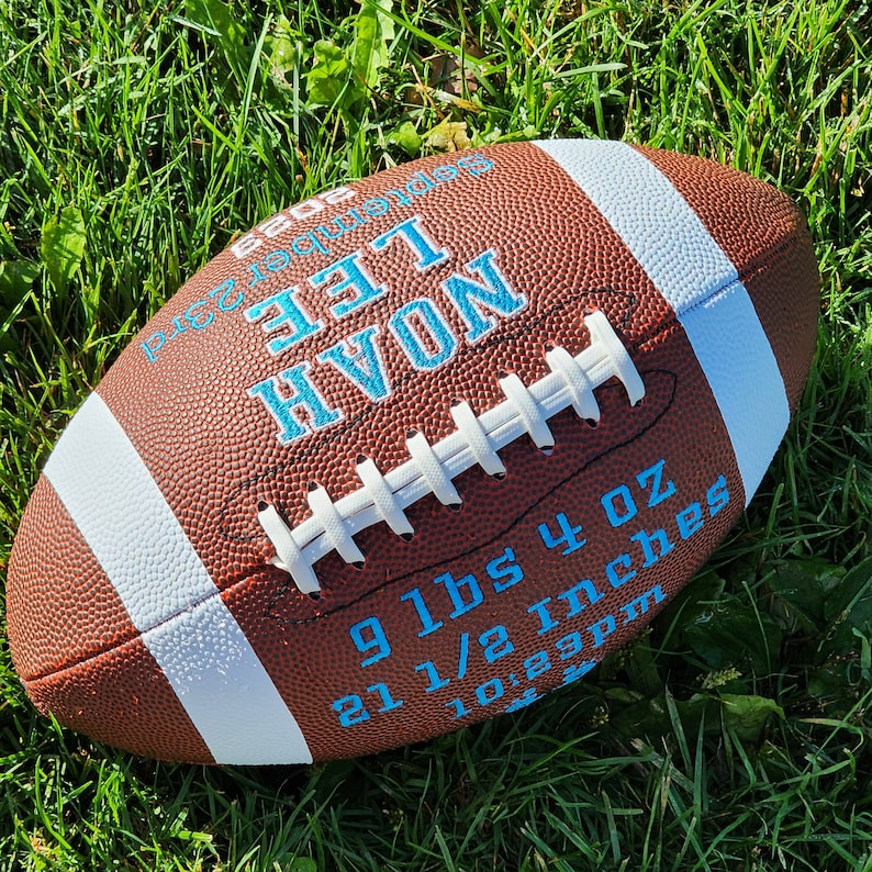 Birth Stats ,Mother's Day,Father's Day Gift Custom Personalized Embroidered Football