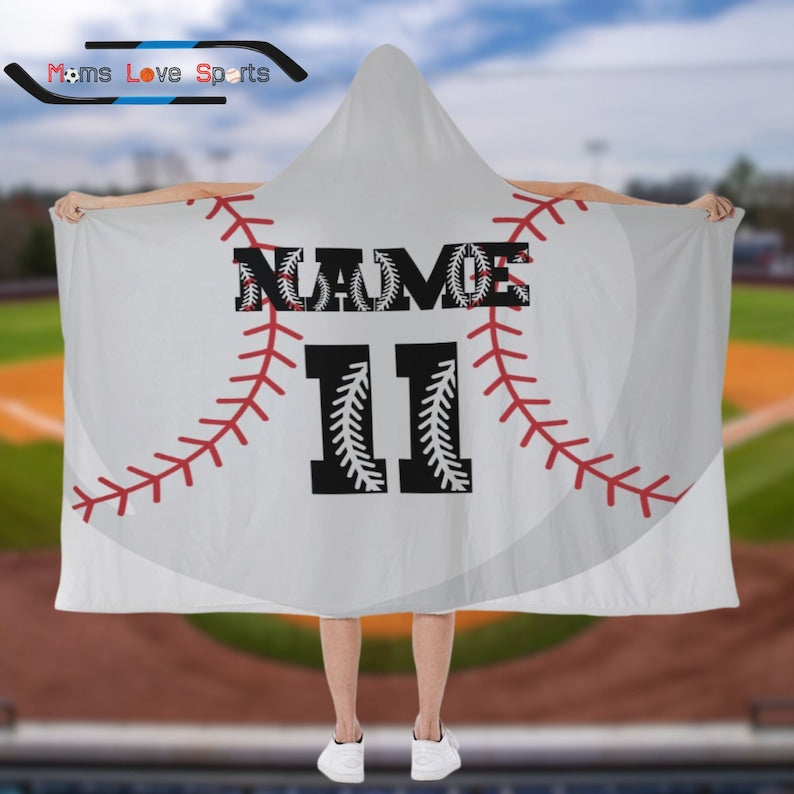 Baseball Hooded Personalized blanket, Custom Baseball Player Gift, baseball blanket, personalized gift, gift for baseball player, Team Mom