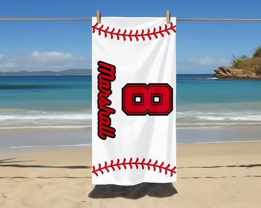 Baseball Custom Towel - Personalized Beach - Custom Baseball - Beach Towel - Baseball Gift - Custom Towel - Towel - Personalized Towel