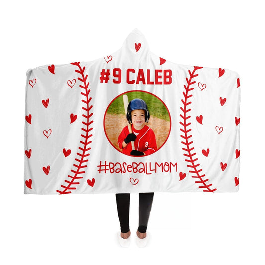 Baseball Hooded Blanket,Custom Baseball Blanket, Team Number, Sports Blanket, Game Day