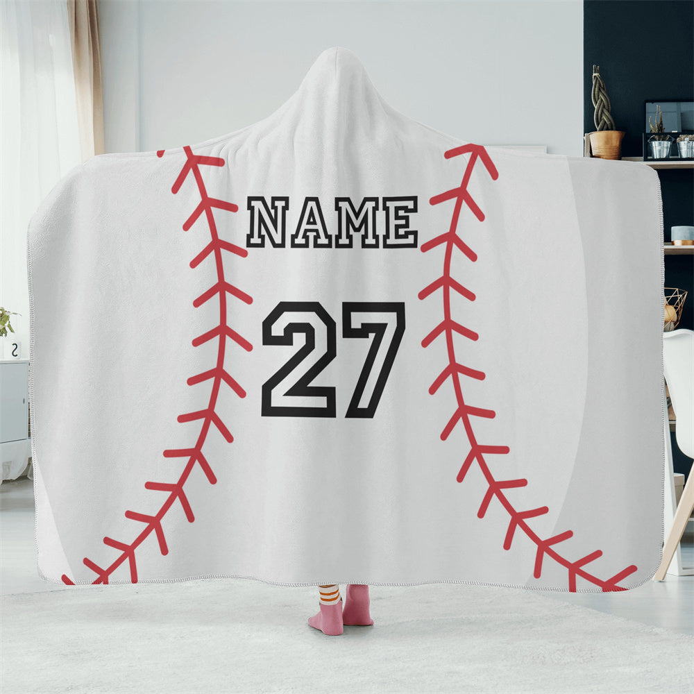 Personalized Customized Baseball Hooded Blanket Personalized Gift