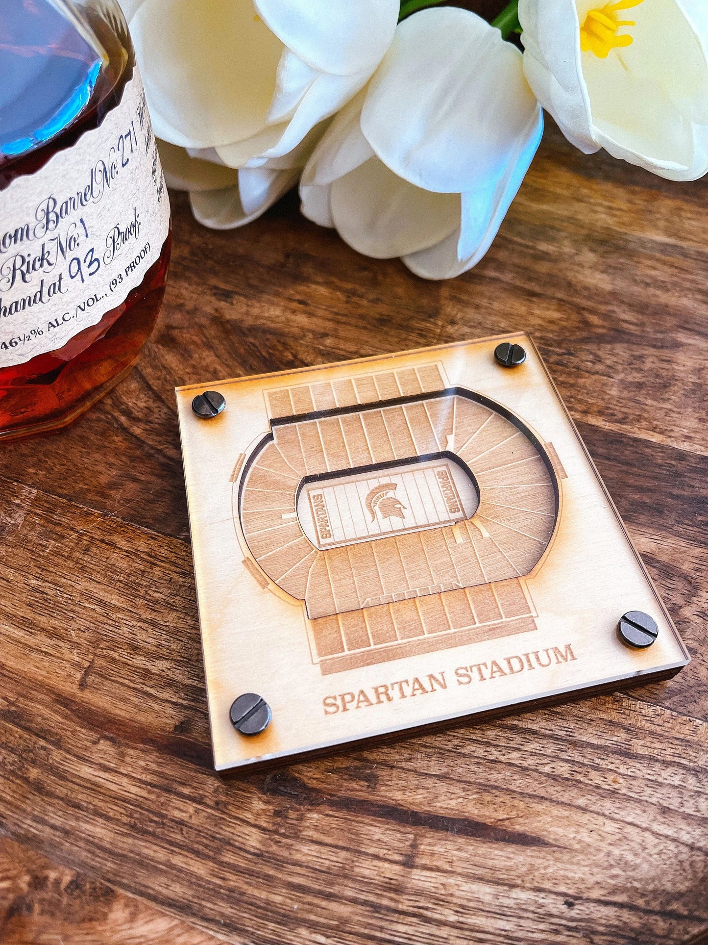 Spartan Stadium Layered Coaster, 3D Wood Coaster, Michigan State University