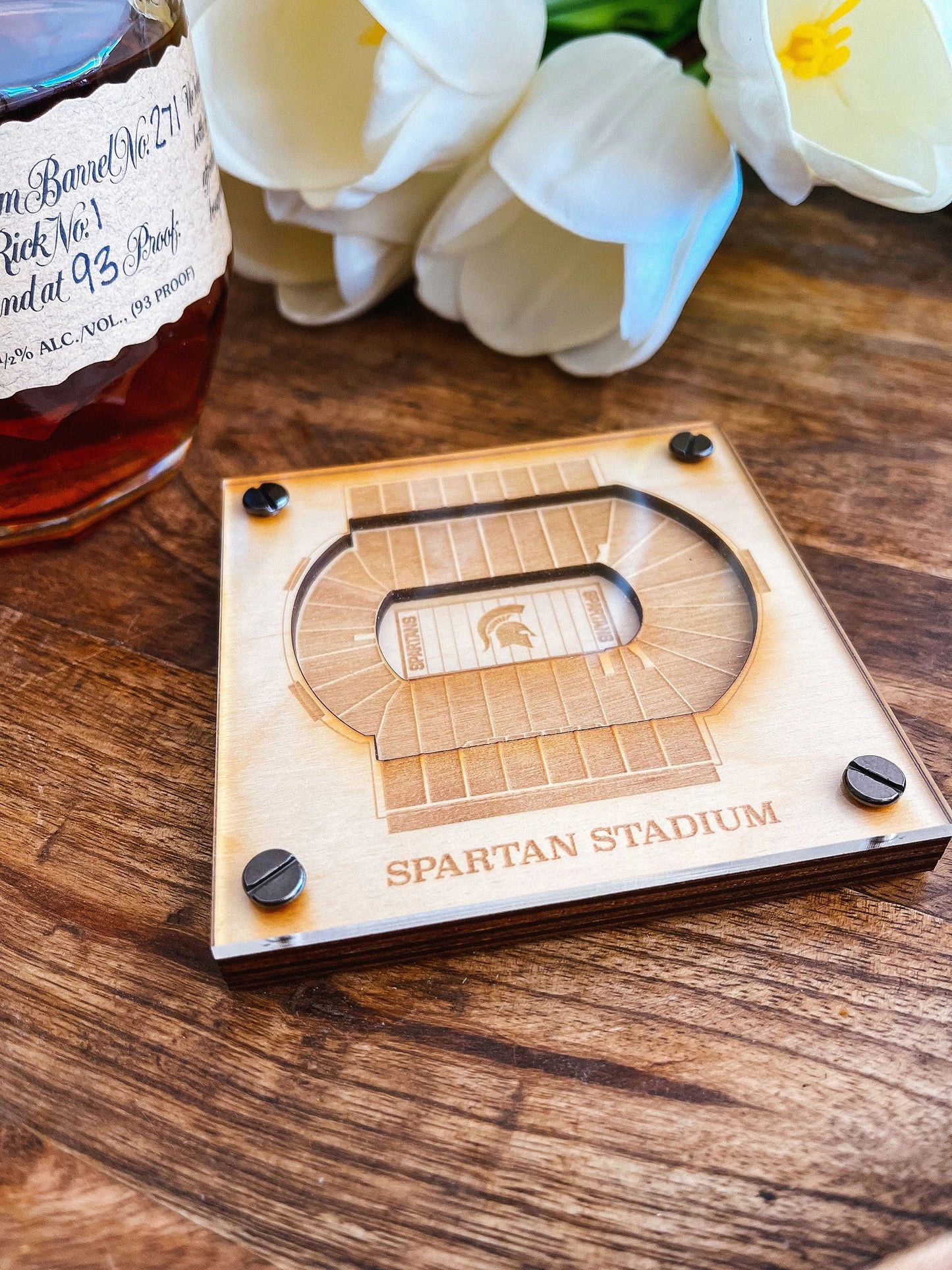 Spartan Stadium Layered Coaster, 3D Wood Coaster, Michigan State University