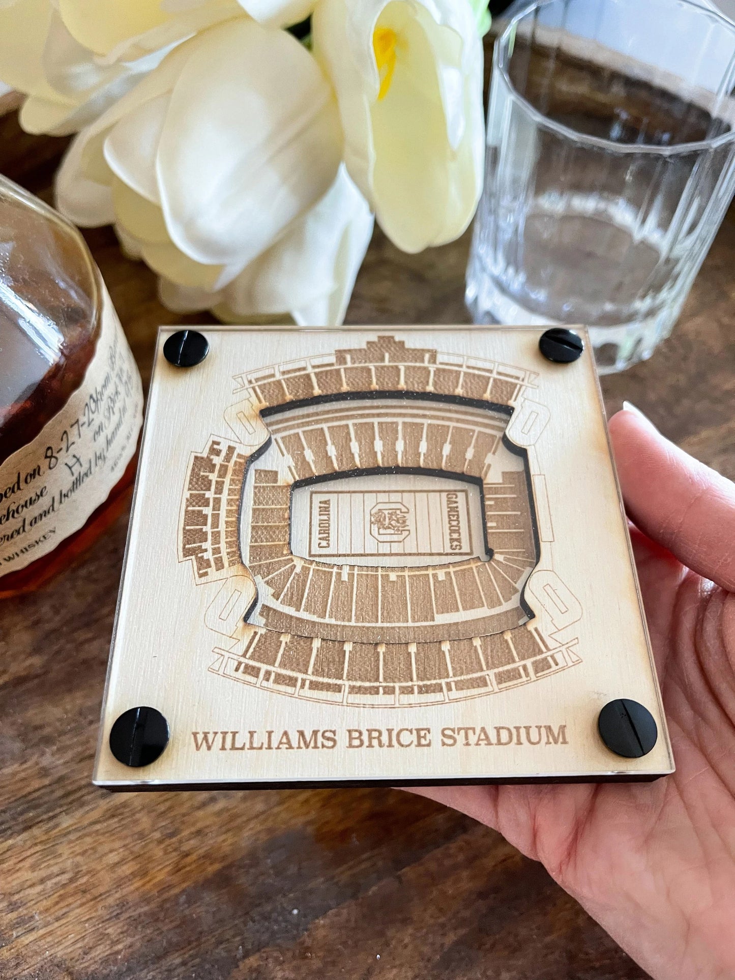 Williams–Brice Stadium Layered Coaster, 3D Wood Coaster, South Carolina Gamecocks football