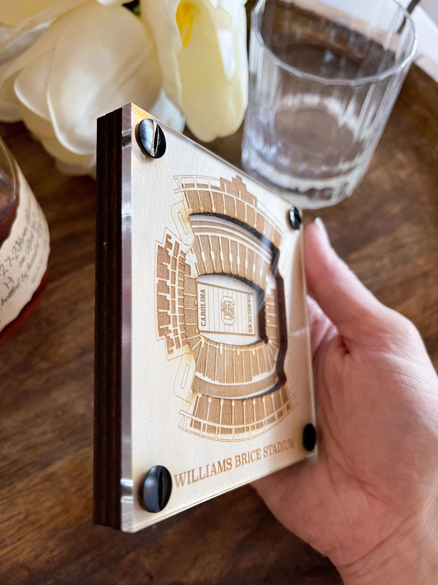 Williams–Brice Stadium Layered Coaster, 3D Wood Coaster, South Carolina Gamecocks football