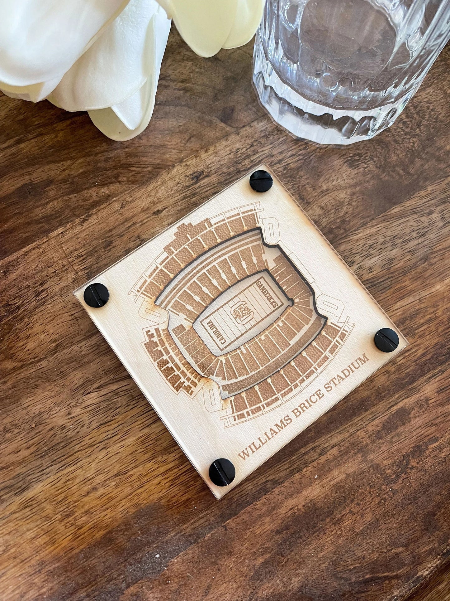 Williams–Brice Stadium Layered Coaster, 3D Wood Coaster, South Carolina Gamecocks football