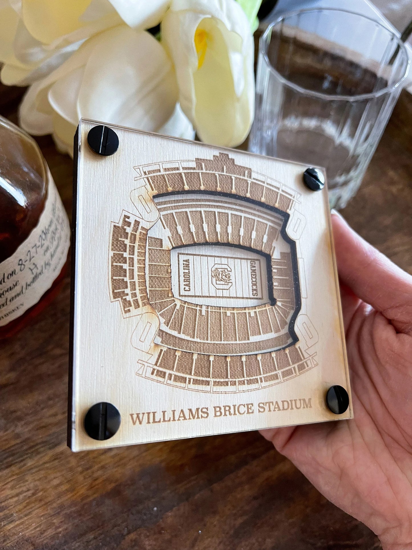 Williams–Brice Stadium Layered Coaster, 3D Wood Coaster, South Carolina Gamecocks football