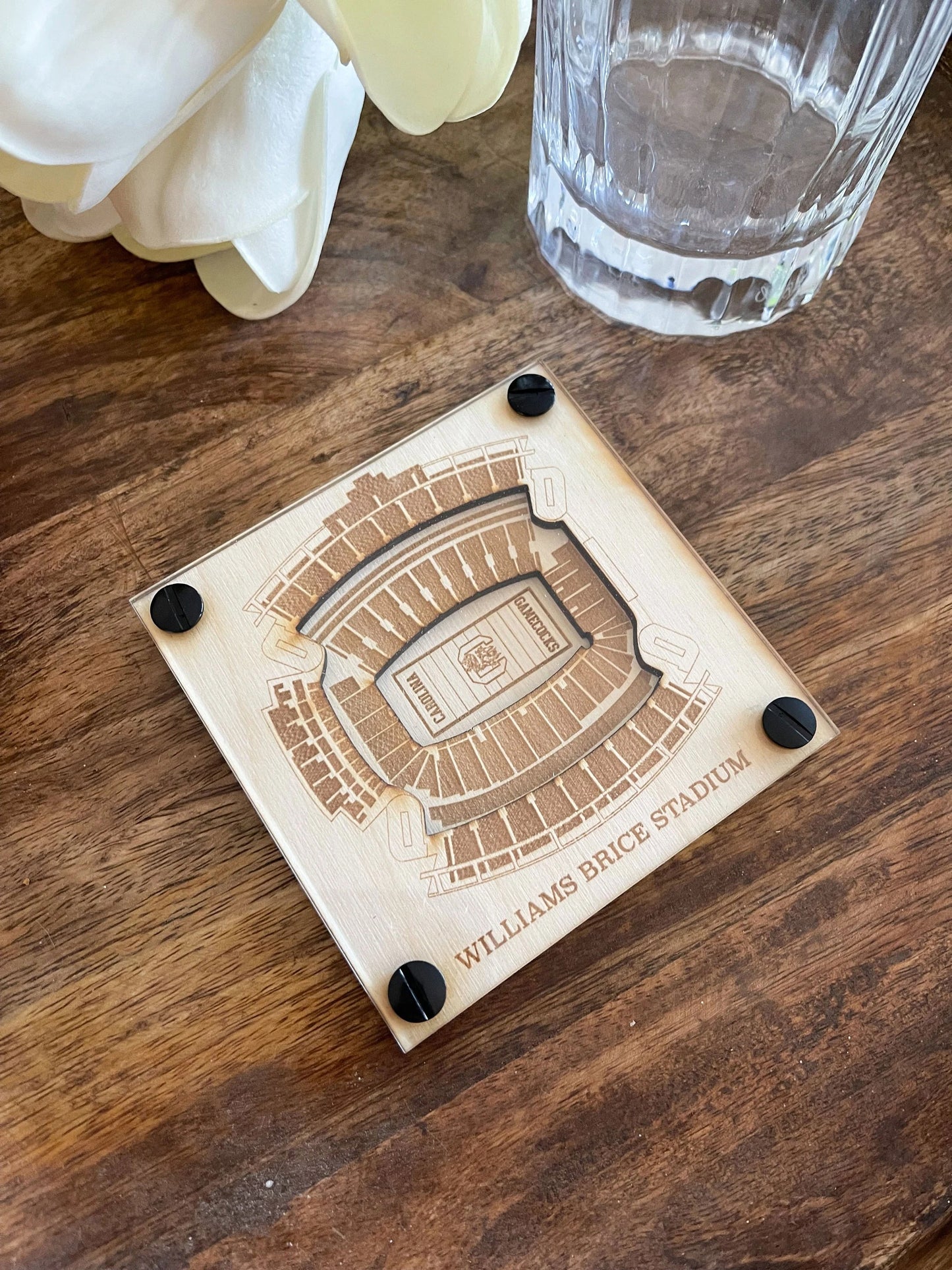 Williams–Brice Stadium Layered Coaster, 3D Wood Coaster, South Carolina Gamecocks football