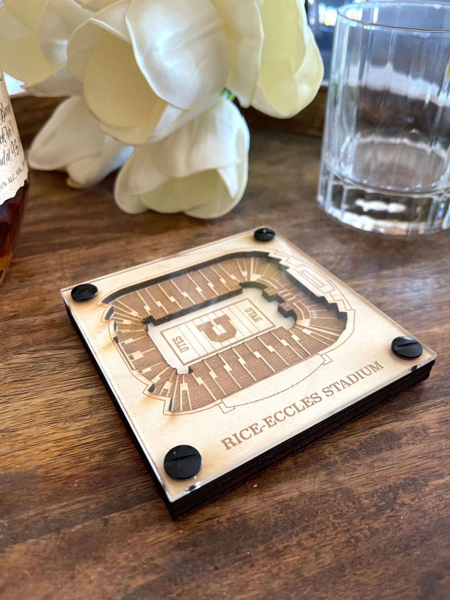 Rice–Eccles Stadium Layered Coaster, 3D Wood Coaster, Utah Utes football