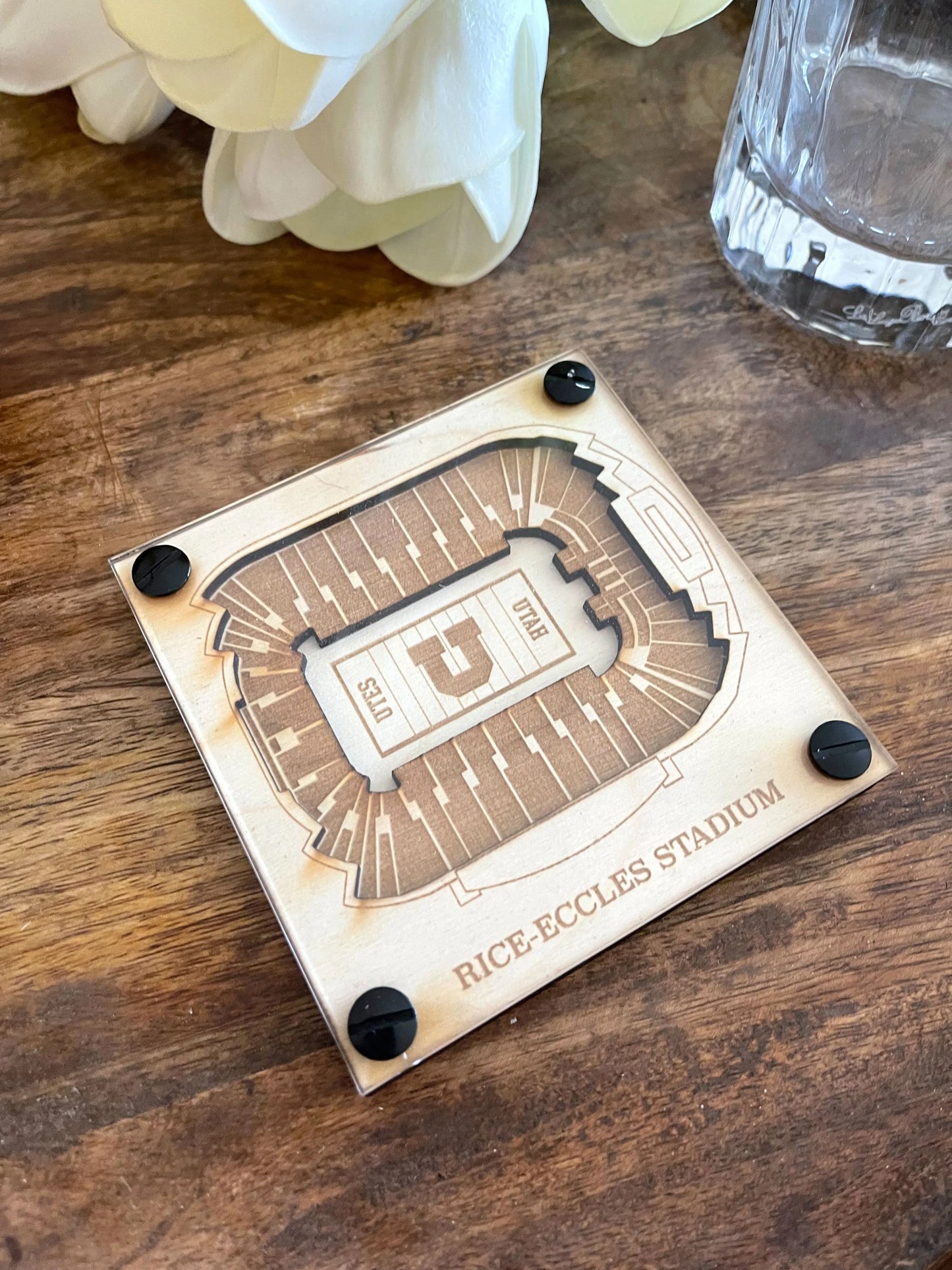 Rice–Eccles Stadium Layered Coaster, 3D Wood Coaster, Utah Utes football