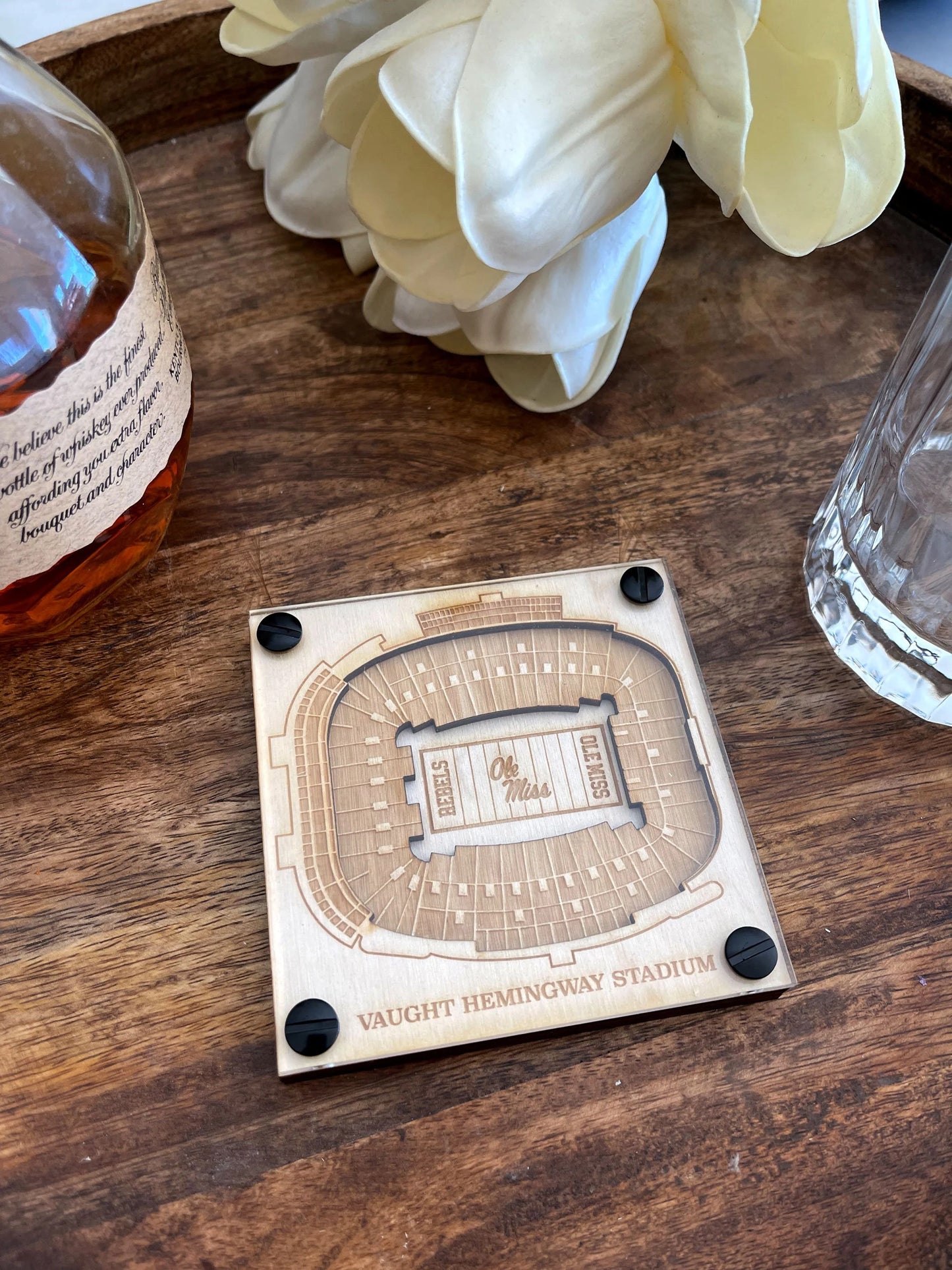 Vaught–Hemingway Stadium Layered Coaster, 3D Wood Coaster, University of Mississippi